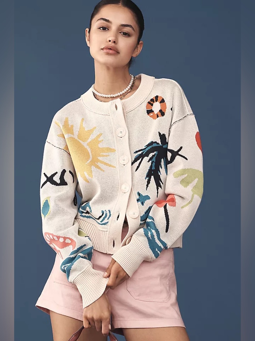 NWT Anthropologie Maeve Sutton Cardigan Tropical Beach